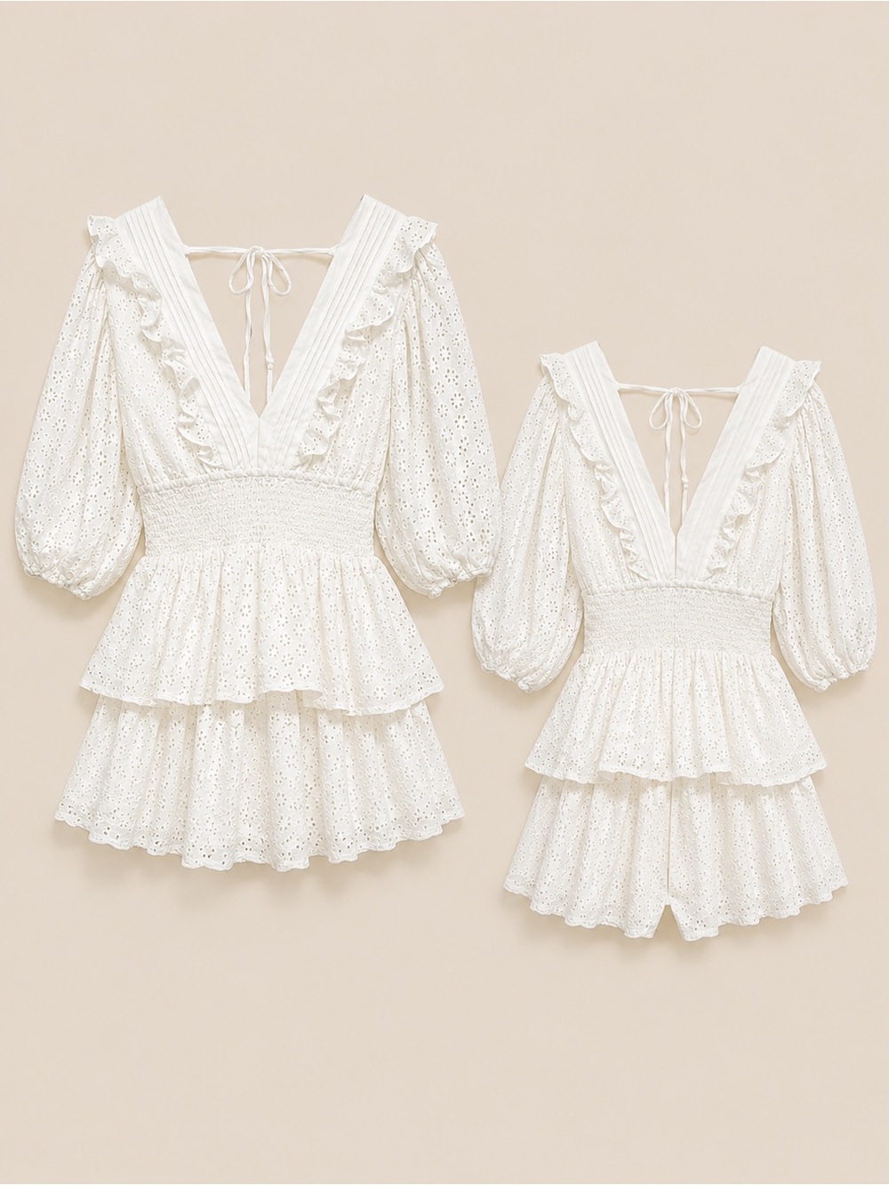 Forever 21 White Eyelet Ruffle V-Neck Tiered Dress